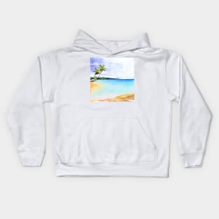 Watercolor Tropical Shoreline Kids Hoodie